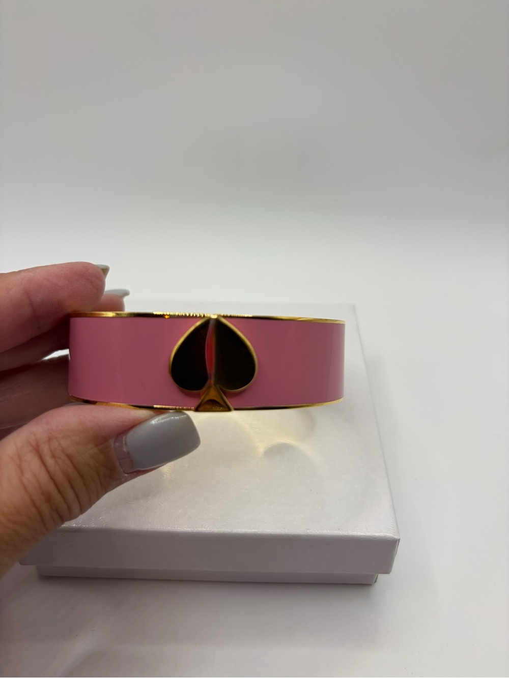kate spade Pink Enamel Bangle with Black Spade Accent